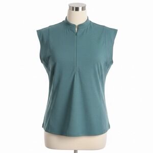 CALIA Shirt Renew Cap Sleeve Top Sea Green‎ Quarter Zip Women XL Sporty Casual